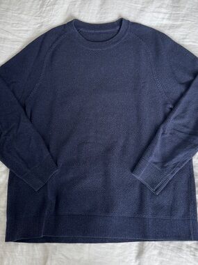 lululemon Men's Navy Crewneck Waffle-Knit